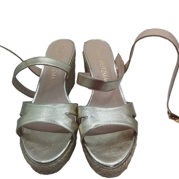 STUART WEITZMAN ZUZU ESPADRILLE WEDGE PLATINO PLAFTFORM SZ 9.5 - Picture 8 of 8